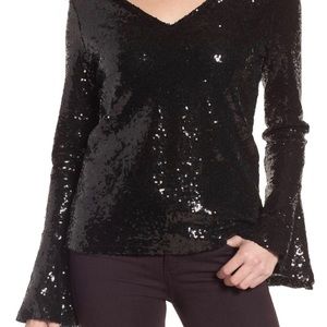 Halogen black sequinned top, M